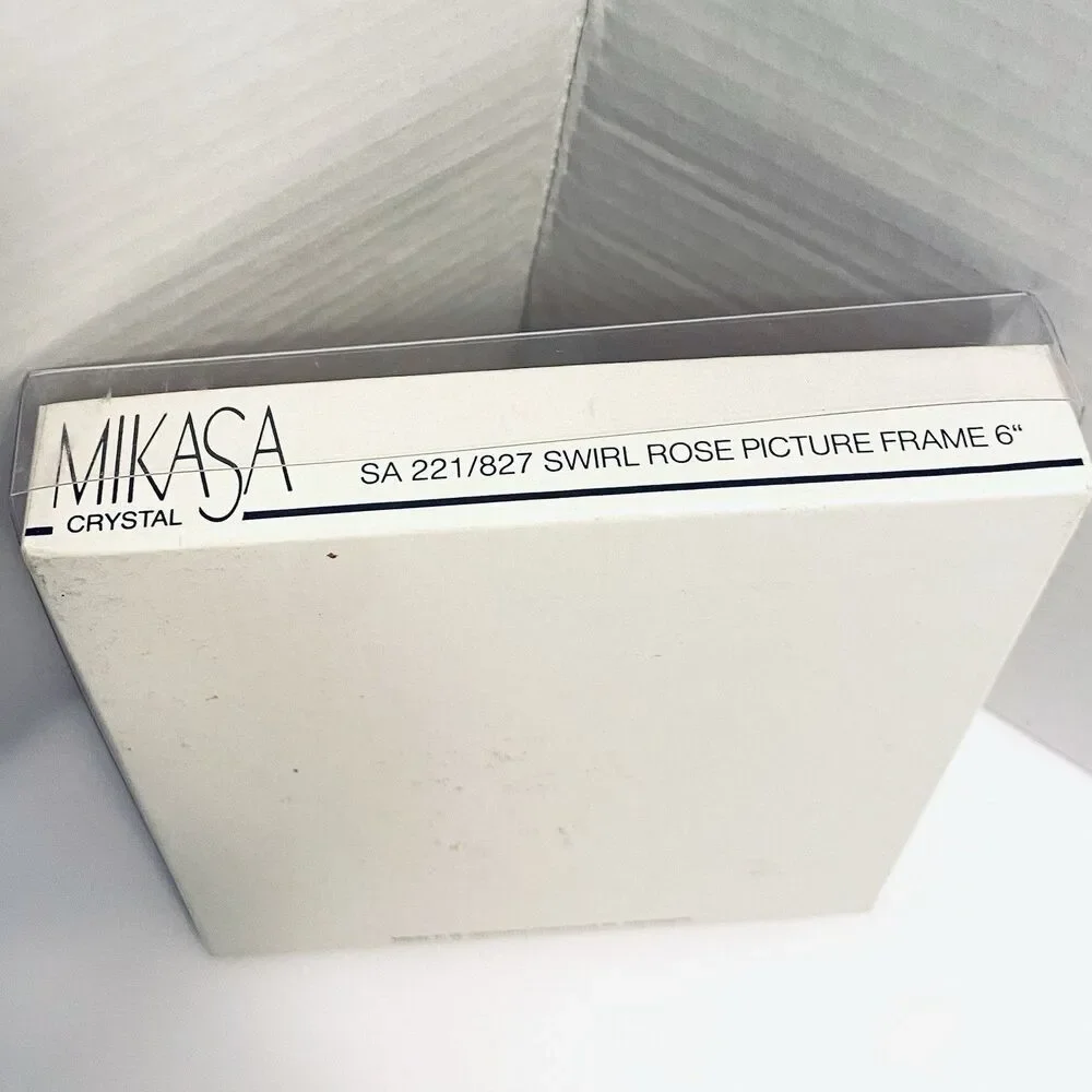 Vintage Mikasa Crystal 6” Swirl Rose Picture Frame - Never Used